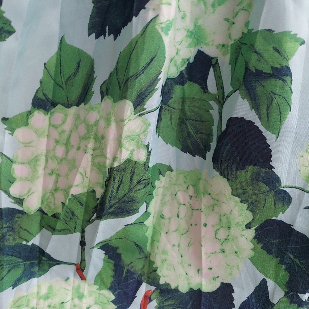 $1,200 TAILOR MADE (NOT OSCAR DE LA RENTA) GREEN FLORAL MIDI DRESS US L - Picture 11 of 13